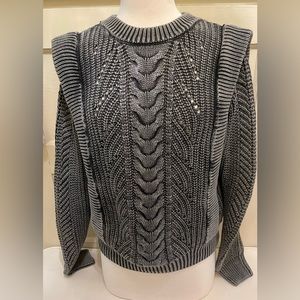 Evereve Dark Gray Mineral Wash Cable Knit Type Sweater size medium